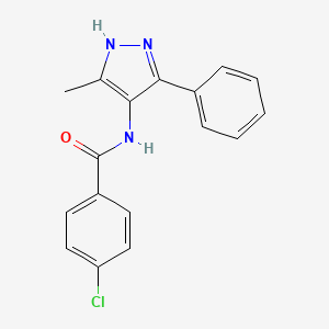 molecular formula C17H14ClN3O B1660729 4-chloro-N-(5-methyl-3-phenyl-1H-pyrazol-4-yl)benzamide CAS No. 824969-08-6
