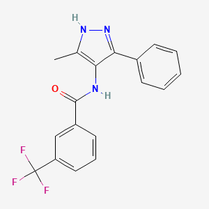 molecular formula C18H14F3N3O B1660730 N-(5-methyl-3-phenyl-1H-pyrazol-4-yl)-3-(trifluoromethyl)benzamide CAS No. 824969-29-1