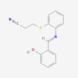 3-[2-[(2-Hydroxyphenyl)methylideneamino]phenyl]sulfanylpropanenitrile
