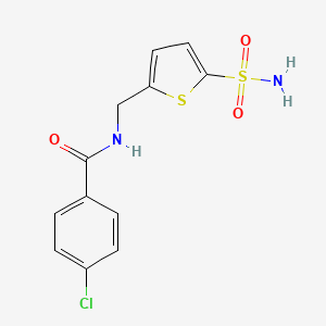 4-chloro-N-[(5-sulfamoylthiophen-2-yl)methyl]benzamide