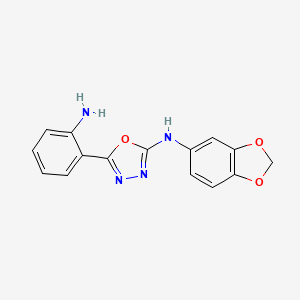 molecular formula C15H12N4O3 B1660769 5-(2-Aminophenyl)-N-(2H-1,3-benzodioxol-5-yl)-1,3,4-oxadiazol-2-amine CAS No. 830334-15-1
