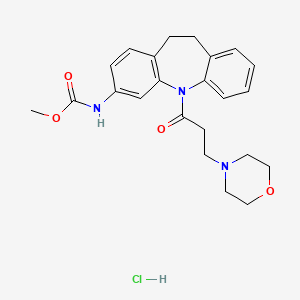 molecular formula C23H28ClN3O4 B1660787 Carbamic acid, (10,11-dihydro-5-(3-(4-morpholinyl)-1-oxopropyl)-5H-dibenz(b,f)azepin-3-yl)-, methyl ester, monohydrochloride CAS No. 83275-53-0