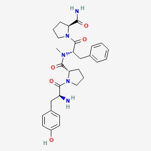 molecular formula C29H37N5O5 B1660794 (2S)-1-[(2S)-2-Amino-3-(4-hydroxyphenyl)propanoyl]-N-[(2S)-1-[(2S)-2-carbamoylpyrrolidin-1-yl]-1-oxo-3-phenylpropan-2-yl]-N-methylpyrrolidine-2-carboxamide CAS No. 83435-59-0