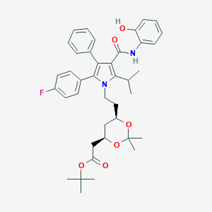 molecular formula C40H47FN2O6 B016608 (6-{2-[2-(4-Fluoro-phenyl)-4-(2-hydroxy-phenylcarbamoyl)-5-isopropyl-3-phenyl-pyrrol-1-yl]-ethyl}-2,2-dimethyl-[1,3]-dioxane-4-yl)-acetic Acid, tert-B CAS No. 265989-40-0