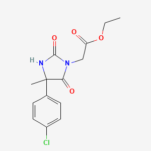 molecular formula C14H15ClN2O4 B1660847 Ethyl 2-[4-(4-chlorophenyl)-4-methyl-2,5-dioxoimidazolidin-1-yl]acetate CAS No. 845-80-7