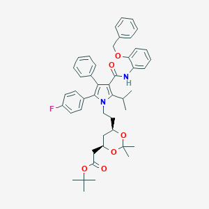 molecular formula C47H53FN2O6 B016609 (6-{2-[3-(2-Benzyloxy-phenylcarbamoyl)-5-(4-fluoro-phenyl)-2-isopropyl-4-phenyl-pyrrol-1-yl]-ethyl}-2,2-dimethyl-[1,3]-dioxane-4-yl)-acetic Acid, tert-Butyl Ester CAS No. 265989-39-7