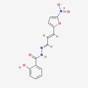 molecular formula C14H11N3O5 B1660917 2-Hydroxybenzoic acid (3-(5-nitro-2-furanyl)-2-propenylidene)hydrazide CAS No. 85562-42-1