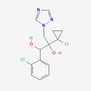 molecular formula C14H15Cl2N3O2 B1660919 2-(1-Chlorocyclopropyl)-1-(2-chlorophenyl)-2-hydroxy-3-(1H-1,2,4-triazol-1-yl) propanol CAS No. 856045-95-9