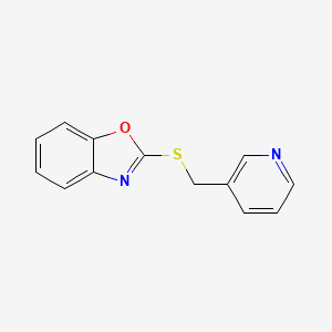 molecular formula C13H10N2OS B1660995 Benzoxazole, 2-[(3-pyridinylmethyl)thio]- CAS No. 86971-28-0