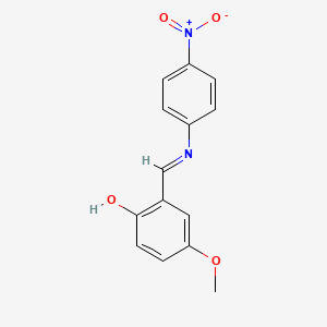 molecular formula C14H12N2O4 B1660999 Phenol, 4-methoxy-2-[(E)-[(4-nitrophenyl)imino]methyl]- CAS No. 870003-28-4