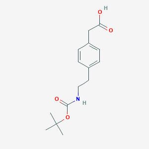 molecular formula C15H21NO4 B166116 2-(4-(2-((Tert-butoxycarbonyl)amino)ethyl)phenyl)acetic acid CAS No. 132691-14-6