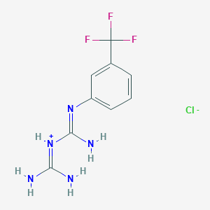 molecular formula C9H11ClF3N5 B1661243 Amino(imino{[3-(trifluoromethyl)phenyl]amino}methyl)carboxamidine, chloride CAS No. 889-30-5