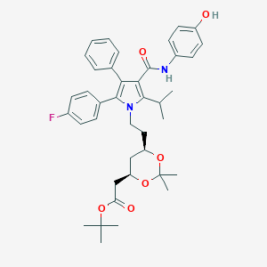 molecular formula C40H47FN2O6 B016613 (4R,6R)-6-[2-[2-(4-Fluorophenyl)-4-[[(4-hydroxyphenyl)amino]carbonyl]-5-(1-methylethyl)-3-phenyl-1H-pyrrol-1-yl]ethyl]-2,2-dimethyl-1,3-dioxane-4-acetic acid tert-butyl ester CAS No. 265989-36-4