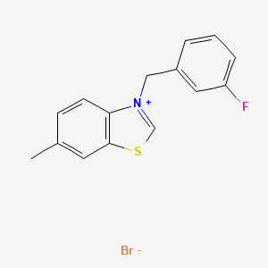 molecular formula C15H13BrFNS B1661308 Benzothiazolium, 3-[(3-fluorophenyl)methyl]-6-methyl-, bromide CAS No. 89542-63-2