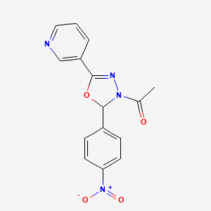 1,3,4-Oxadiazole, 3-acetyl-2,3-dihydro-2-(4-nitrophenyl)-5-(3-pyridinyl)-