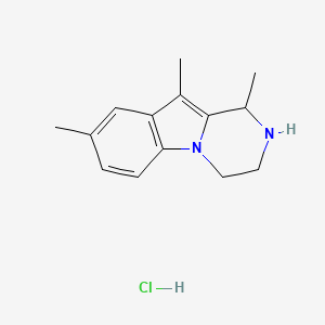 molecular formula C14H19ClN2 B1661382 1,2,3,4-Tetrahydro-1,8,10-trimethylpyrazino(1,2-a)indole hydrochloride CAS No. 90237-32-4