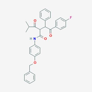 molecular formula C33H30FNO4 B016615 2-[2-(4-Fluorophenyl)-2-oxo-1-phenyl-ethyl]-4-methyl-3-oxo-pentanoic Acid, (4-Benzyloxy-phenyl)-amide CAS No. 163217-67-2