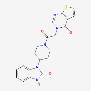 molecular formula C20H19N5O3S B1661592 1-[1-(2-{4-oxo-3H,4H-thieno[2,3-d]pyrimidin-3-yl}acetyl)piperidin-4-yl]-2,3-dihydro-1H-1,3-benzodiazol-2-one CAS No. 924251-14-9