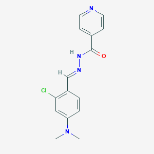 molecular formula C15H15ClN4O B1661604 N-[(E)-[2-Chloro-4-(dimethylamino)phenyl]methylideneamino]pyridine-4-carboxamide CAS No. 92553-20-3