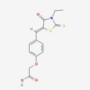 2-[4-[(Z)-(3-ethyl-4-oxo-2-sulfanylidene-1,3-thiazolidin-5-ylidene)methyl]phenoxy]acetic acid