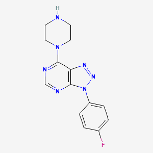 molecular formula C14H14FN7 B1661722 3-(4-Fluorophenyl)-7-piperazin-1-yltriazolo[4,5-d]pyrimidine CAS No. 941868-13-9