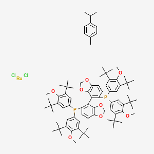 molecular formula C84H114Cl2O8P2Ru B1661738 Chloro{(S)-(+)-5,5'-bis[di(3,5-di-t-butyl-4-methoxyphenyl)phosphino]-4,4'-bi-1,3-benzodioxole}(p-cymene)ruthenium(II) chloride CAS No. 944451-32-5