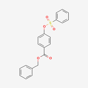 molecular formula C20H16O5S B1661760 Benzoic acid, 4-[(phenylsulfonyl)oxy]-, phenylmethyl ester CAS No. 94853-89-1