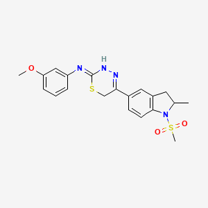 N-(3-Methoxyphenyl)-5-(2-methyl-1-methylsulfonyl-2,3-dihydroindol-5-yl)-3,6-dihydro-1,3,4-thiadiazin-2-imine