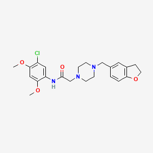 molecular formula C23H28ClN3O4 B1661776 N-(5-chloro-2,4-dimethoxyphenyl)-2-{4-[(2,3-dihydro-1-benzofuran-5-yl)methyl]piperazin-1-yl}acetamide CAS No. 950148-90-0