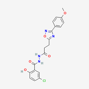 molecular formula C19H17ClN4O5 B1661777 5-chloro-2-hydroxy-N'-[3-[3-(4-methoxyphenyl)-1,2,4-oxadiazol-5-yl]propanoyl]benzohydrazide CAS No. 950154-53-7