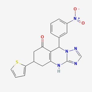 molecular formula C19H15N5O3S B1661787 9-(3-nitrophenyl)-6-(thiophen-2-yl)-5,6,7,9-tetrahydro[1,2,4]triazolo[5,1-b]quinazolin-8(4H)-one CAS No. 951920-70-0