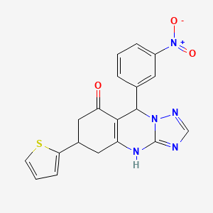 9-(3-nitrophenyl)-6-(thiophen-2-yl)-5,6,7,9-tetrahydro[1,2,4]triazolo[5,1-b]quinazolin-8(4H)-one