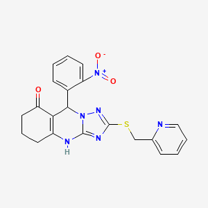 9-(2-nitrophenyl)-2-[(pyridin-2-ylmethyl)sulfanyl]-5,6,7,9-tetrahydro[1,2,4]triazolo[5,1-b]quinazolin-8(4H)-one
