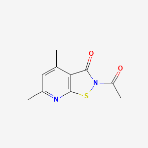 B1661846 Isothiazolo(5,4-b)pyridin-3(2H)-one, 2-acetyl-4,6-dimethyl- CAS No. 97248-88-9