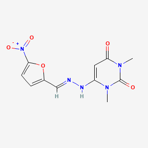 2-Furancarboxaldehyde, 5-nitro-, (1,2,3,6-tetrahydro-1,3-dimethyl-2,6-dioxo-4-pyrimidinyl)hydrazone