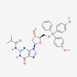 B1662034 Guanosine, 5'-O-[bis(4-methoxyphenyl)phenylmethyl]-2'-deoxy-N-(2-methyl-1-oxopropyl)- CAS No. 68892-41-1