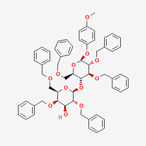B1662045 (2S,3R,4S,5R,6R)-2-[(2R,3R,4S,5R,6S)-6-(4-Methoxyphenoxy)-4,5-bis(phenylmethoxy)-2-(phenylmethoxymethyl)oxan-3-yl]oxy-3,5-bis(phenylmethoxy)-6-(phenylmethoxymethyl)oxan-4-ol CAS No. 717132-49-5
