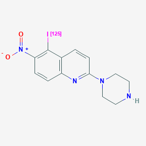 molecular formula C13H13IN4O2 B166205 (125I)-5-碘-6-硝基-2-哌嗪基喹啉 CAS No. 139593-11-6