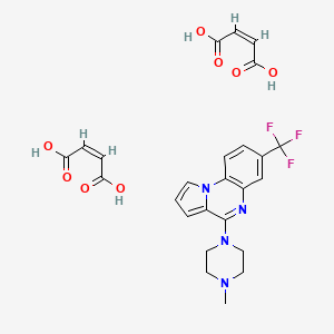 molecular formula C17H17F3N4.2C4H4O4 B1662245 Pyrrolo(1,2-a)quinoxaline, 4-(4-methyl-1-piperazinyl)-7-(trifluoromethyl)-, (Z)-2-butenedioate (1:2) CAS No. 109028-10-6