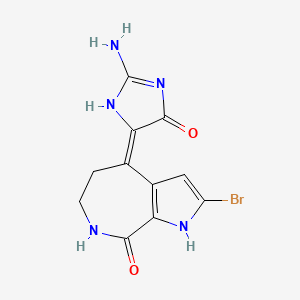 molecular formula C11H10BrN5O2 B1662288 (4E)-4-(2-amino-4-oxo-1H-imidazol-5-ylidene)-2-bromo-1,5,6,7-tetrahydropyrrolo[2,3-c]azepin-8-one CAS No. 82005-12-7