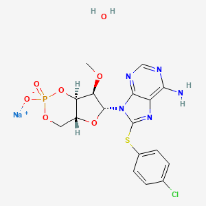molecular formula C17H18ClN5NaO7PS B1662292 sodium;9-[(4aR,6R,7R,7aR)-7-methoxy-2-oxido-2-oxo-4a,6,7,7a-tetrahydro-4H-furo[3,2-d][1,3,2]dioxaphosphinin-6-yl]-8-(4-chlorophenyl)sulfanylpurin-6-amine;hydrate CAS No. 634207-53-7