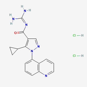 molecular formula C17H18Cl2N6O B1662320 Zoniporide dihydrochloride 