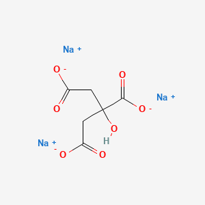 molecular formula Anhydrous: C6H5O7Na3;  Hydrated: C6H5O7Na3·nH2O (n = 2 or 5)<br>C6H5Na3O7<br>C6H5O7. 3Na<br>Na3C6H5O7<br>C6H5Na3O7 B1662349 柠檬酸钠 CAS No. 68-04-2