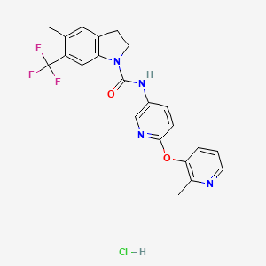 molecular formula C22H19F3N4O2.2HCl B1662350 1H-Indole-1-carboxamide, 2,3-dihydro-5-methyl-N-[6-[(2-methyl-3-pyridinyl)oxy]-3-pyridinyl]-6-(trifluoromethyl)-, hydrochloride (1:1) CAS No. 200940-23-4