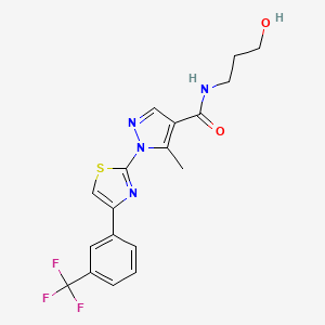 molecular formula C18H17F3N4O2S B1662354 N-(3-羟丙基)-5-甲基-1-[4-[3-(三氟甲基)苯基]-1,3-噻唑-2-基]吡唑-4-甲酰胺 CAS No. 162112-37-0