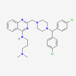 B1662357 N'-(2-{4-[bis-(4-chlorophenyl)methyl]piperazin-1-ylmethyl}quinazolin-4-yl)-N,N-dimethylpropane-1,3-diamine CAS No. 922150-11-6