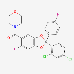 molecular formula C24H17Cl2F2NO4 B1662361 [2-(2,4-Dichloro-phenyl)-6-fluoro-2-(4-fluoro-phenyl)-benzo[1,3]dioxol-5-yl]-morpholin-4-yl-methanone CAS No. 656804-72-7