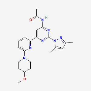 molecular formula C22H27N7O2 B1662364 Acetamide, N-[2-(3,5-dimethyl-1H-pyrazol-1-yl)-6-[6-(4-methoxy-1-piperidinyl)-2-pyridinyl]-4-pyrimidinyl]- CAS No. 1061747-72-5