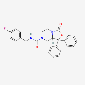 molecular formula C26H24FN3O3 B1662370 N-(4-Fluorobenzyl)-3-oxo-1,1-diphenyltetrahydro-1H-oxazolo[3,4-a]pyrazine-7(3H)-carboxamide CAS No. 847553-89-3