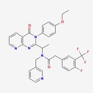 N-[1-[3-(4-ethoxyphenyl)-4-oxopyrido[2,3-d]pyrimidin-2-yl]ethyl]-2-[4-fluoro-3-(trifluoromethyl)phenyl]-N-(pyridin-3-ylmethyl)acetamide